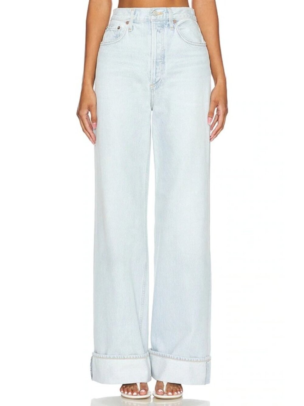 Agolde Dame Denim Jeans Womens 27 Casual Classic Y2K Cuffed Wide Leg Grunge